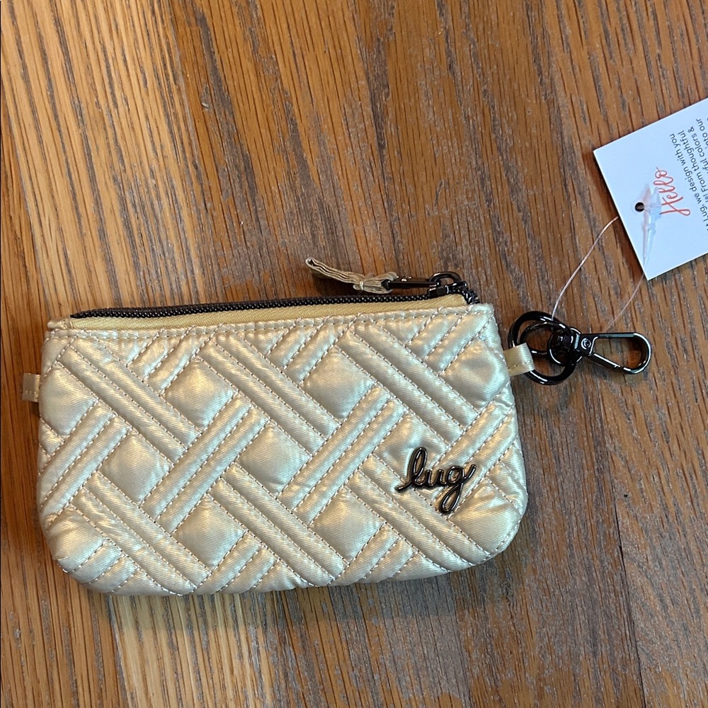 Lug Quilted Gold Pouch with Clip